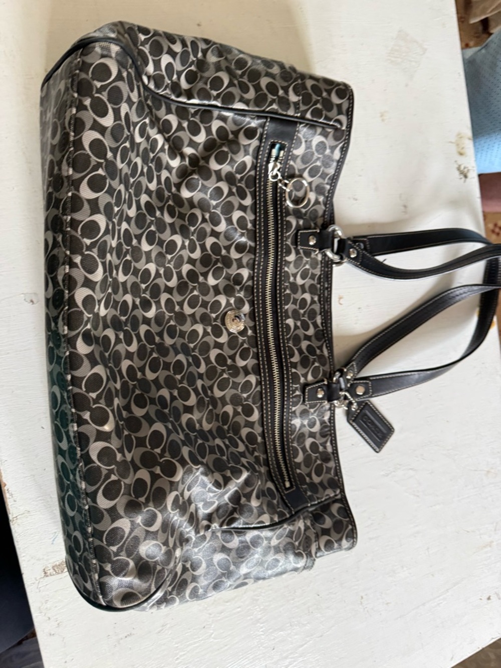 Coach Signature Tote in Black and Gray